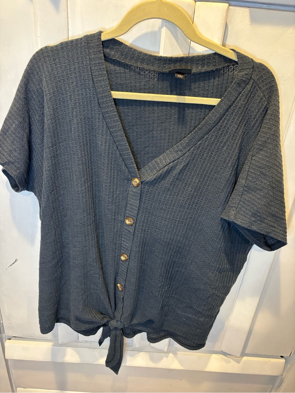 torrid Slate Blue Waffle Knit Button-Front Top